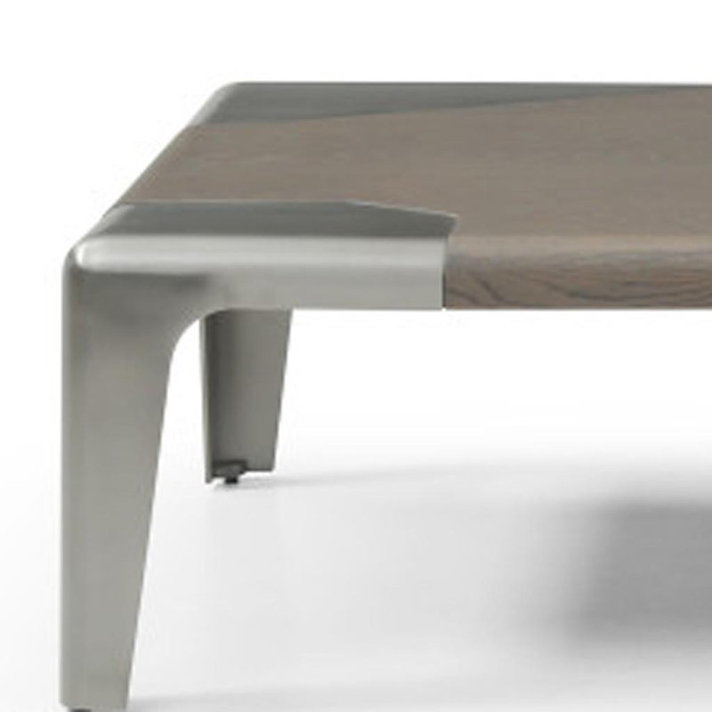 Table basse 57 po en bois clair et gris argenté et acier inoxydable