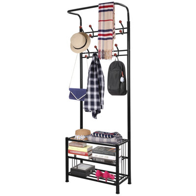 Portemanteau en métal pour hall d'entrée avec porte-manteau à 3 niveaux