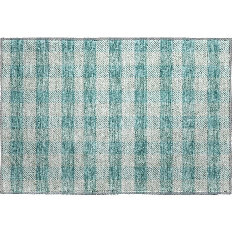 Premium Machine Washable Prisco Teal Rug