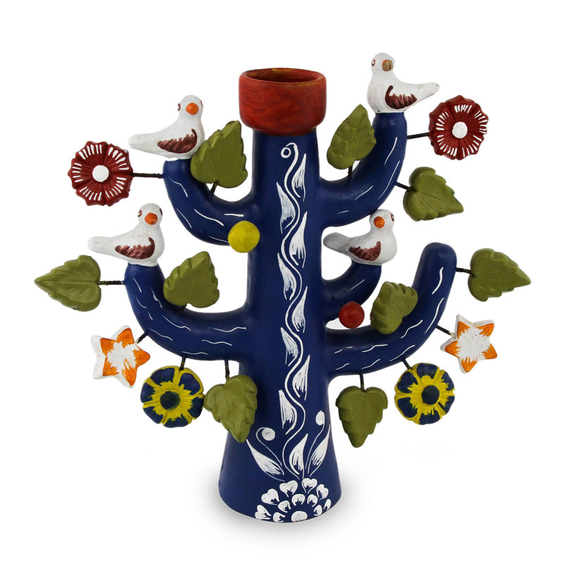 Bougeoir en céramique Folk Art