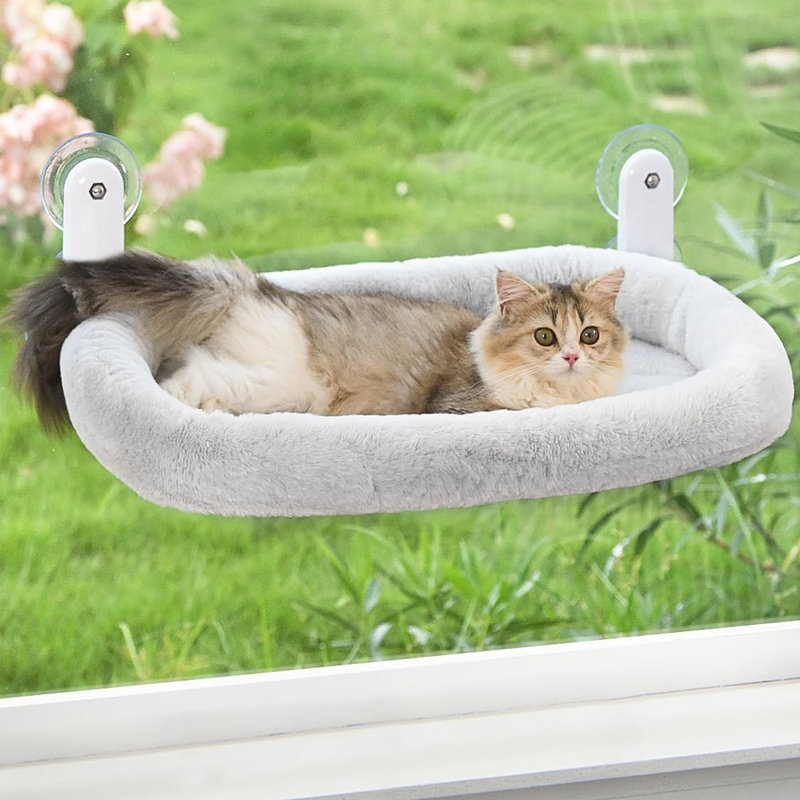 Hamac pour chat pliable pour fenêtre avec brosse de toilettage polyvalente pour animaux 1 pièce