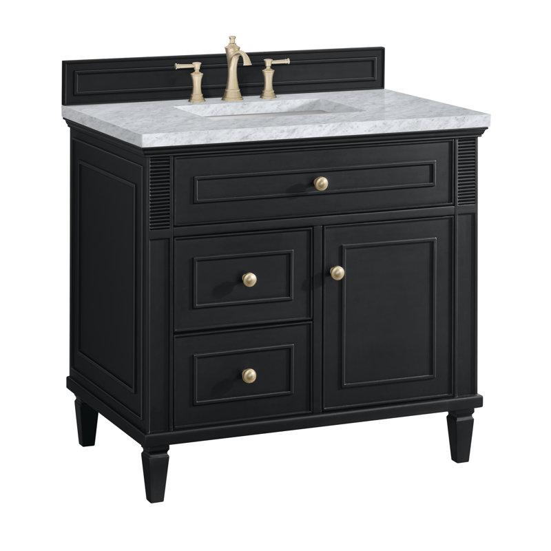 Lorelai 36'' W Single Vanity, Carrara White, Black Onyx, 8" Widespread