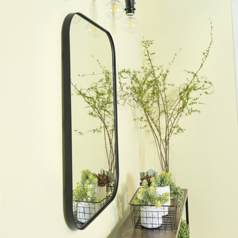 Miroir mural Josilyn, Noir mat, 30 po x 22 po