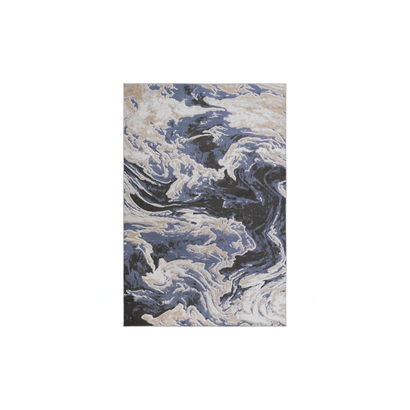 Collection 2X8 L.Abstract Runner Rug, Blue, Runner 2'2" x 8'