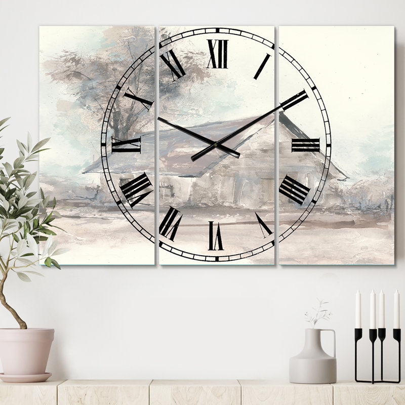 Horloge murale surdimensionnée 3 panneaux Cottage