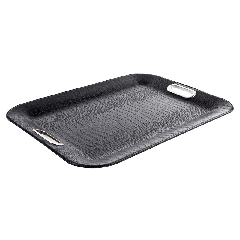 Bloomsbury Market Ralls Stainless Steel Platter, Black and stainless steel