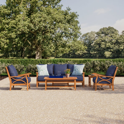 Brunswick Teak 5 - Person Patio Conversation Sets with Cushions