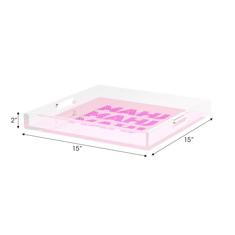 Mahjong Acrylic Decorative Tray, Pink, 17"W x 10.5"D x 2"H, Rectangle
