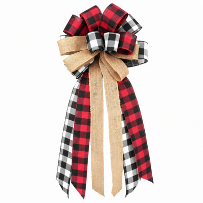 Nœud décoratif en maille rayée rouge