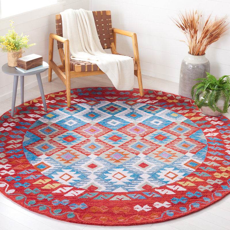 Tapis rouge / bleu Horwich 414, Rond 7 pi