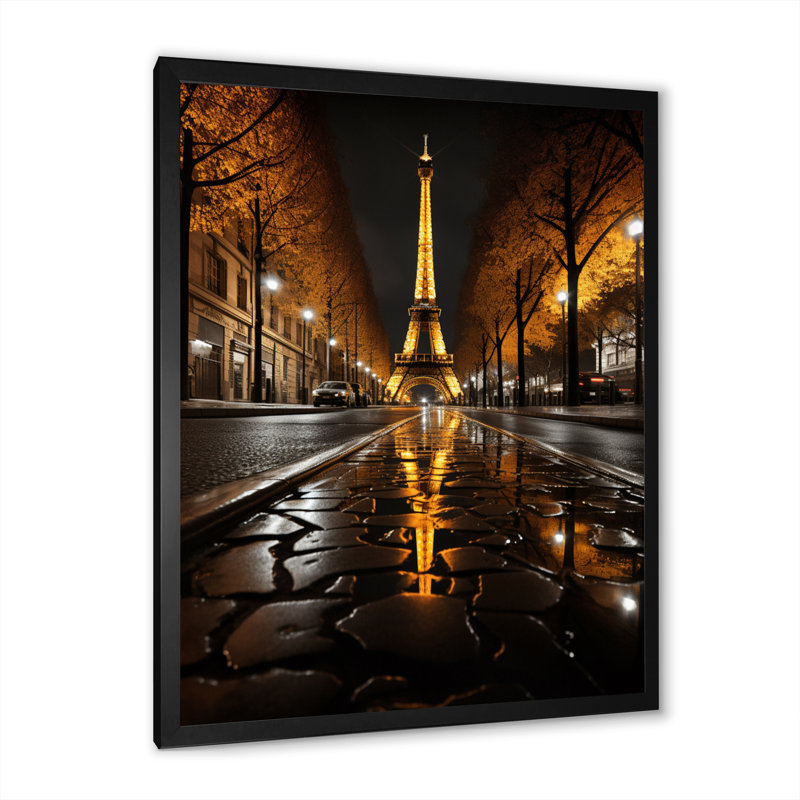 Lasko France Eernal Eiffel II, reproduction d'art sur toile, H 44 po x l 34 po x P 1,5 po, Cadre photo noir