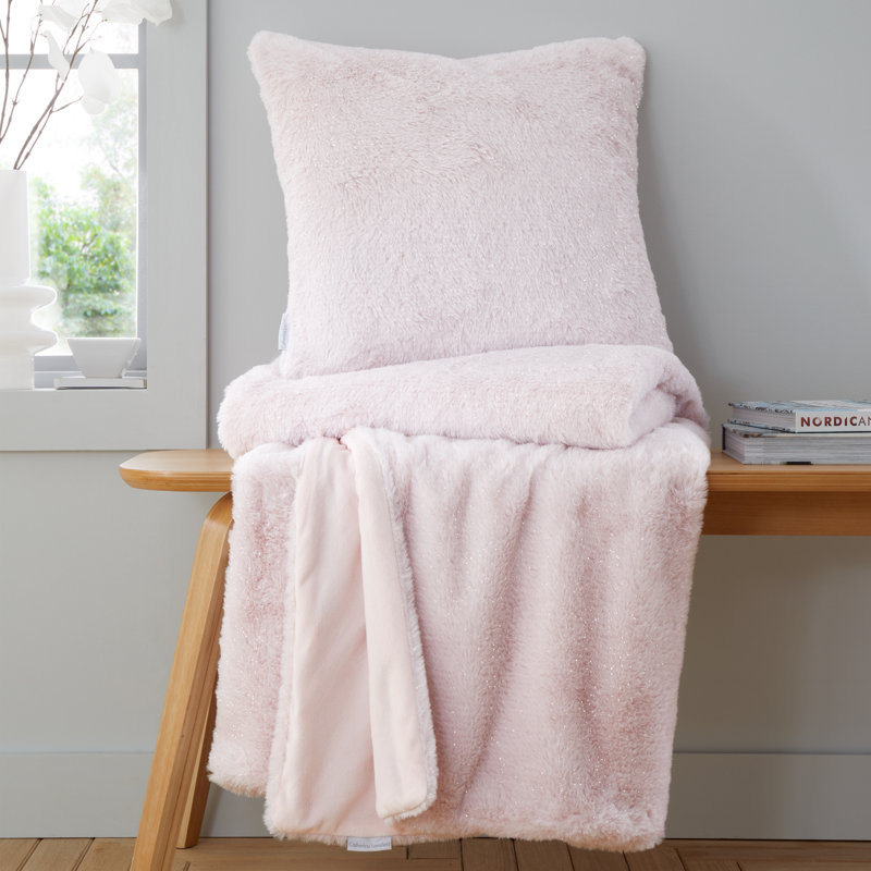 Cosy Glamour Fur Cushion Cover, Blush