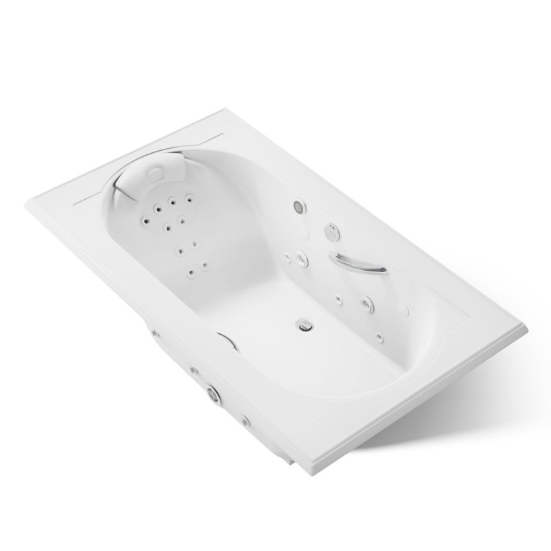 Memoirs 72" x 42" Drop In Combination Bathtub with Faucet, Light, Heater Included, White