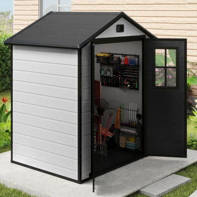 Edrosie Inc 6 X 4.4 FT Outdoor Resin Storage Shed With Air Vent(Dark Gray+Black)