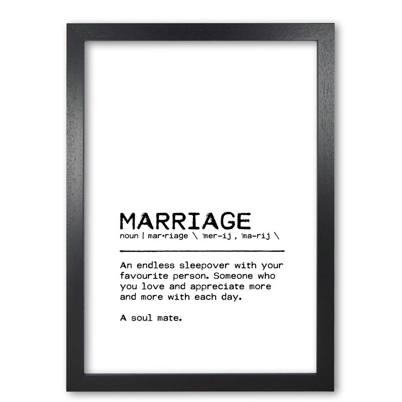 Marriage Sleepover - Print, Black Grain Frame, 30 cm H x 21 cm W x 5 cm D