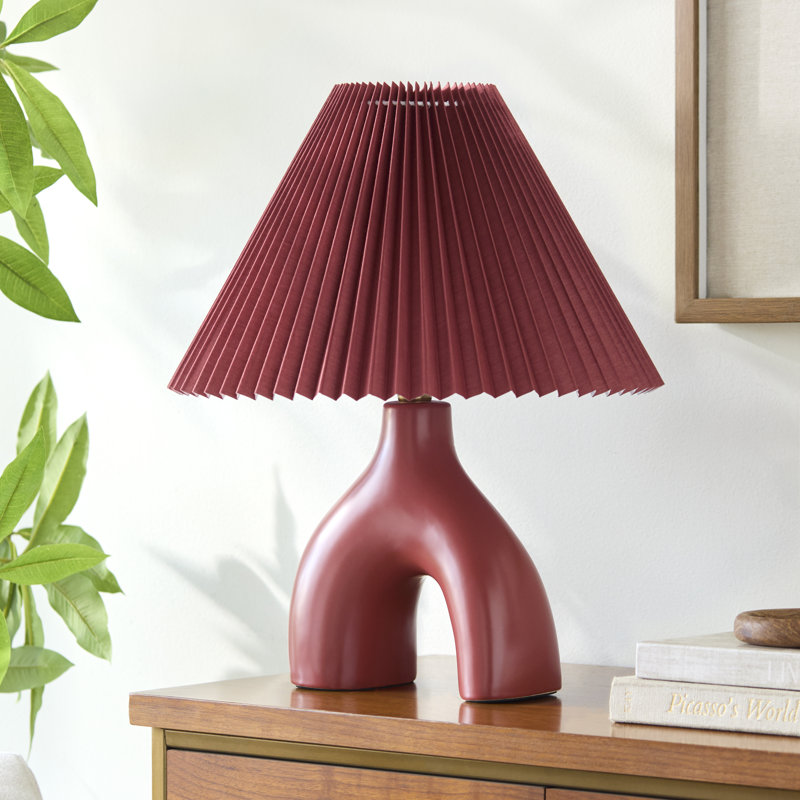 Celes Table Lamp, Red, Red