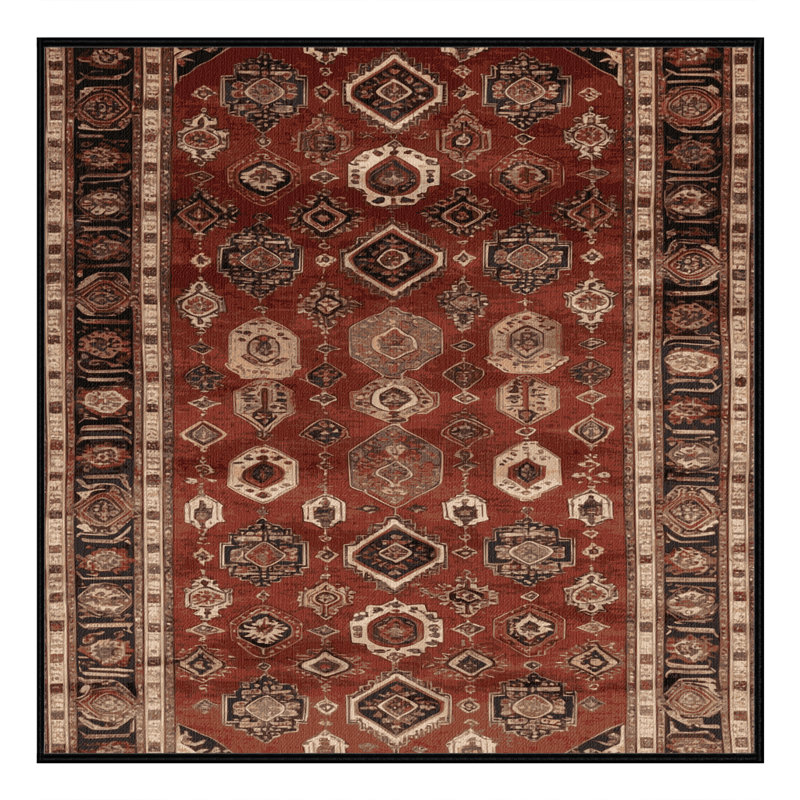 Machine Washable Persian Brown Area Rug, Square 7'