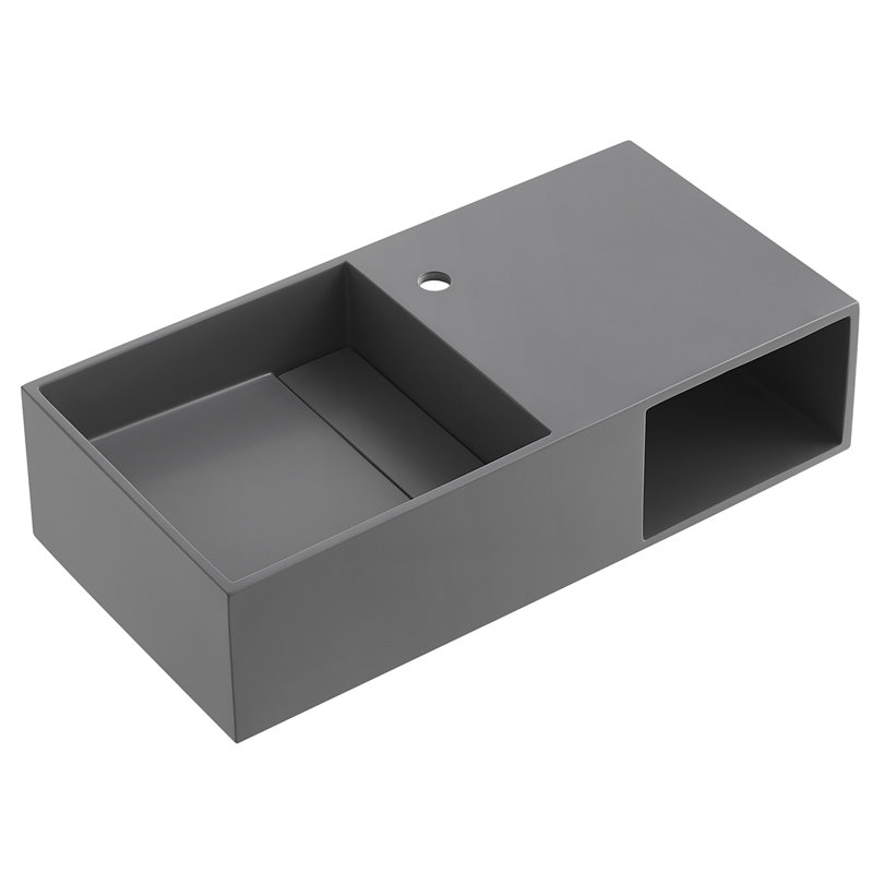 Meuble-lavabo mural ou de comptoir 32 po avec plateau et espace de rangement, Gris