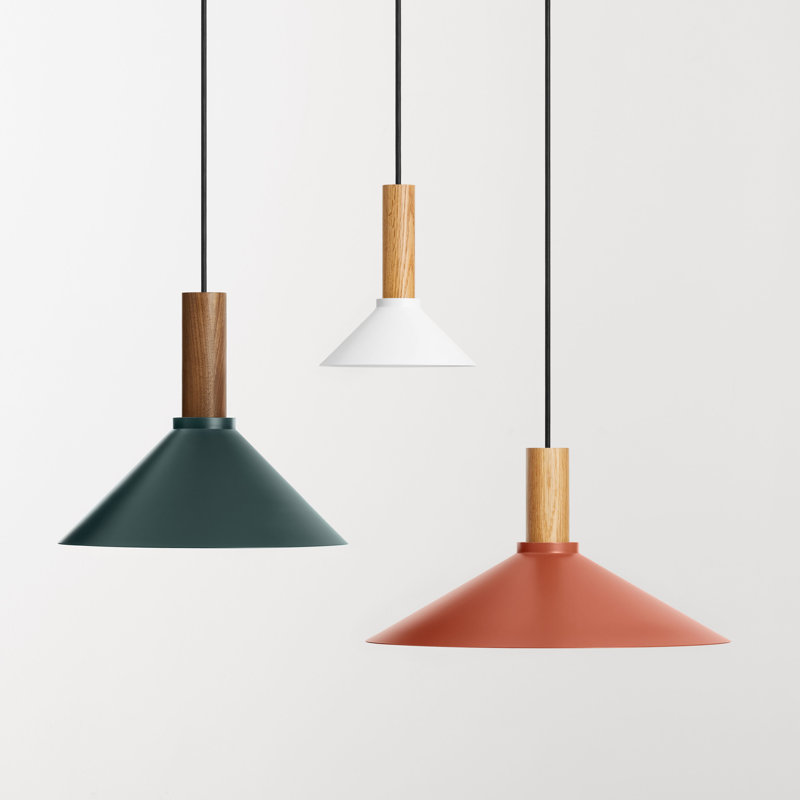 Emblem 1 - Light Pendant, Navy Green, 12" H x 14" W x 14" D, Walnut