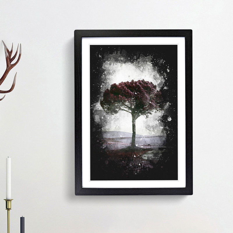 Tree in Tuscany Italy - Framed Print, 45cm H x 33cm W x 2cm D, Black Framed