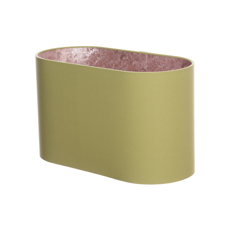 58.42cm H Cotton Oval Lamp Shade ( Screw On ), 23cm H x 38cm W x 18cm D, Sage Green/Gold