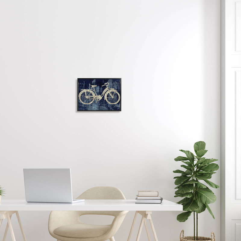 " Rustic Bicycle Brushed Silhouette " by Amanda Wade, Black Picture Frame, 11" H x 14" W x 1.5" D