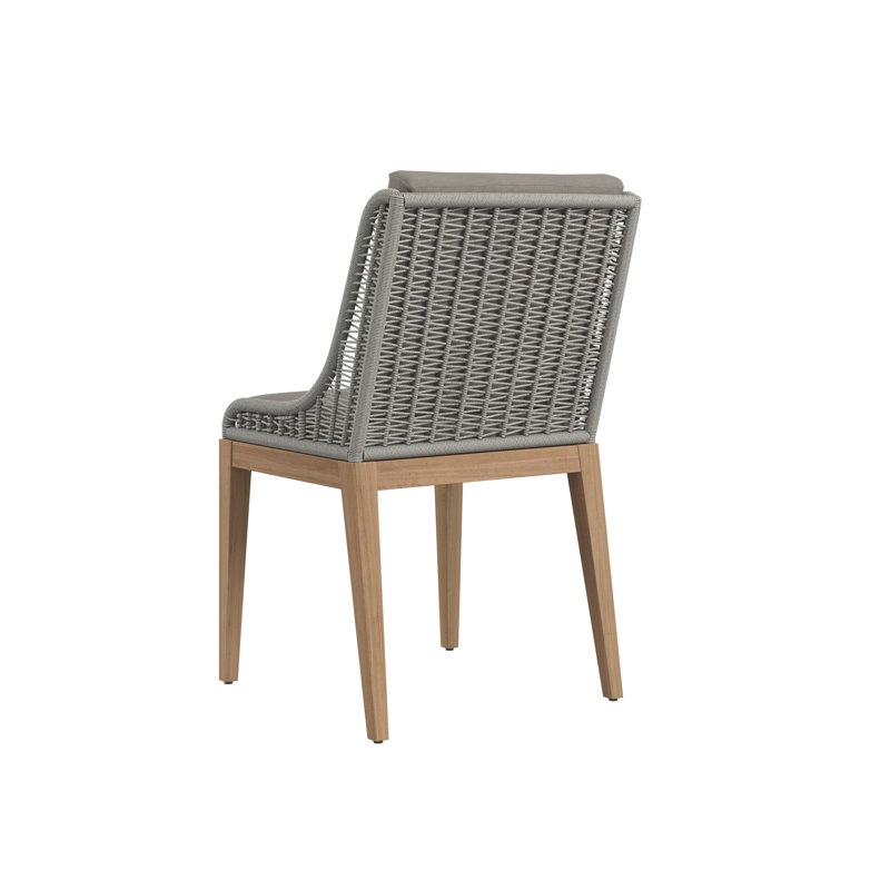 Hellmut Outdoor Teak Dining Side Chair, Gray, Dark Brown