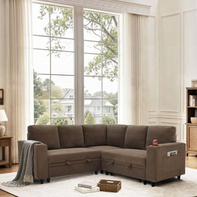 L-Shaped Sleeper Sectional with Storage & Cup Holders