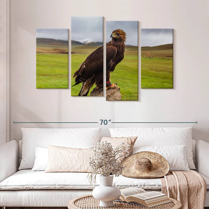 Brampt Eagle On Stone, 32" H x 52" W