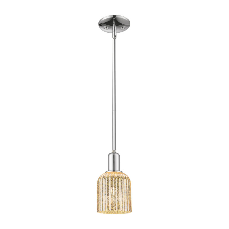 Downtown Urban - Voile de mariée - Mini-luminaire suspendu 1 tige, H 9,63 po x l 5 po x P 5 po, Mercure, Chrome poli