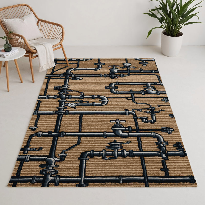 Tapis intérieur et extérieur brun Transport, Rectangulaire 3 pi x 5 pi
