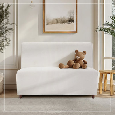 Causeuse beige en tissu Boucle