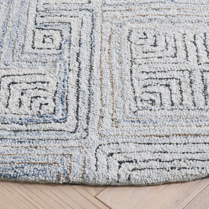 Micro-Loop 957 Hand Tufted Wool Pile Geometric Rug, Round 5'