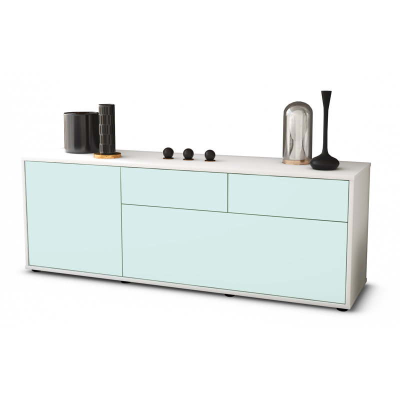 Yamaguchi Unfinished TV Stand for TVs up to 60", Light Blue / Matte White
