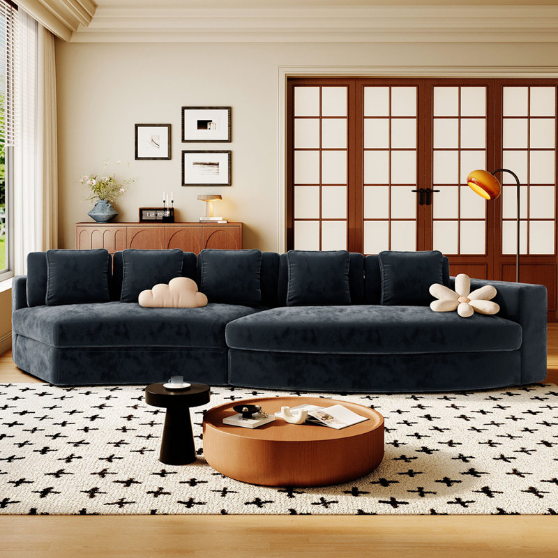 Ensemble de canapé modulaire 115,7 po, 2 pièces avec 5 coussins, Marine