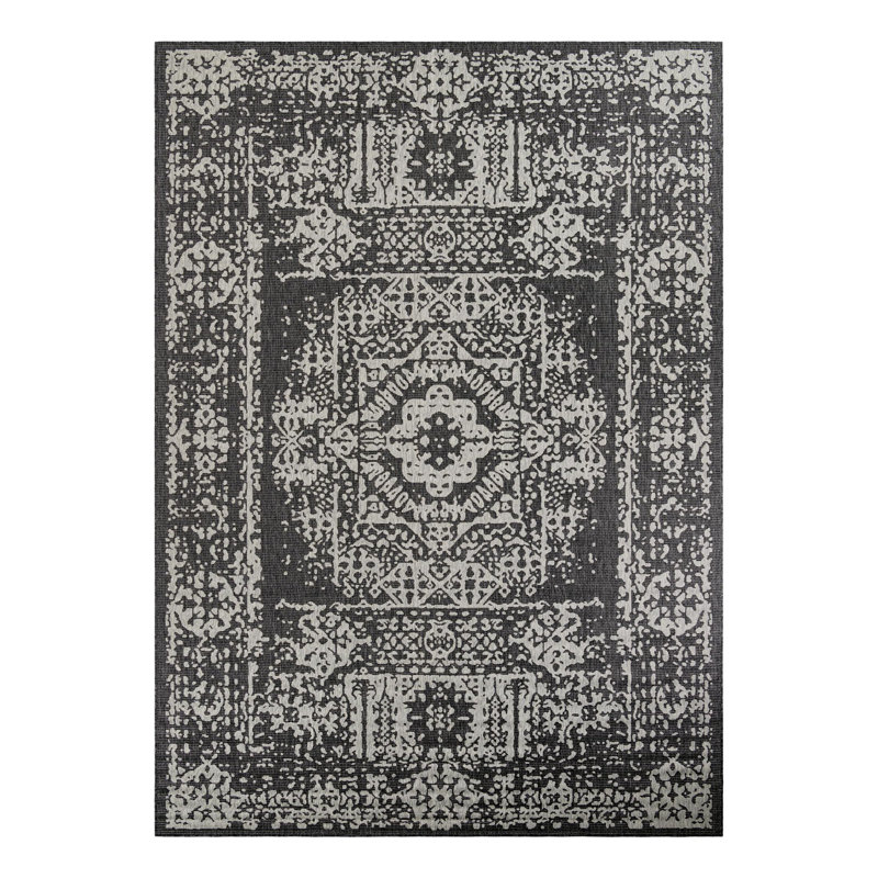 Cowart Oriental Charcoal Gray Area Rug, Rectangle 10' x 14'1"