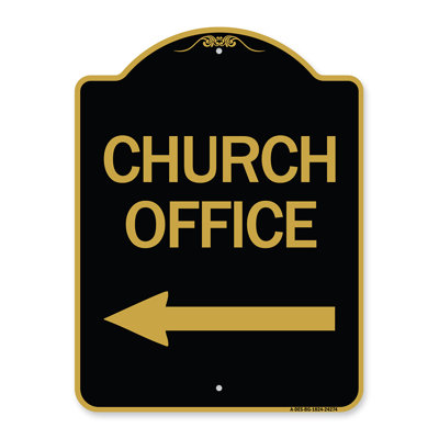 Signmission Designer Series Sign - Church Office | Black & Gold 18" X 18" Heavy-Gauge Aluminum Architectural Sign | Protect Your Business & Municipality | Made In The USA