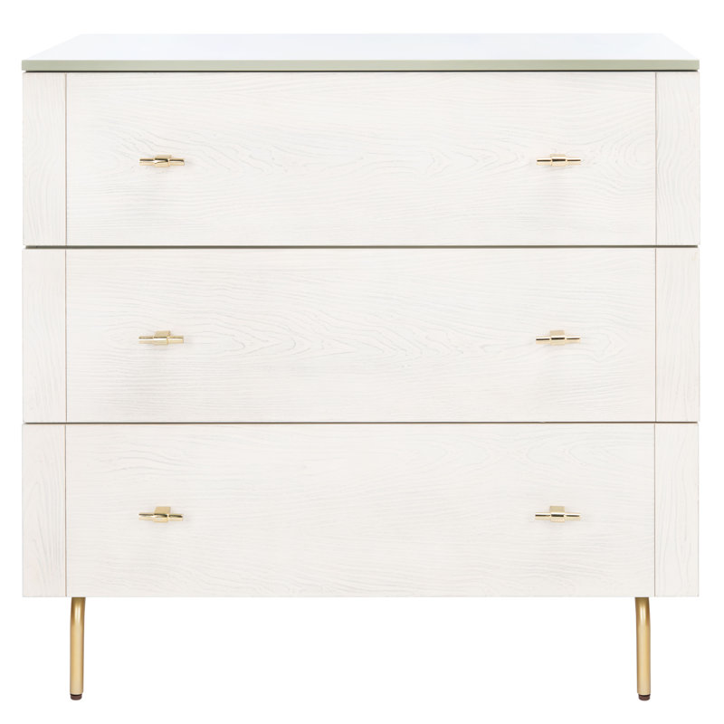 Commode 3 tiroirs l 36 po Chrishayla, Grey/White Washed