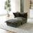 Plush Gray Upholstered Chenille Accent Chair with Oversized Cloud Cushions and Movable Ottoman-1413960645