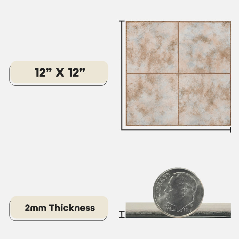 Portfolio 12" x 12" 2.0mm Vinyl Tile - Rustic Clay Square, Rustic Clay Square