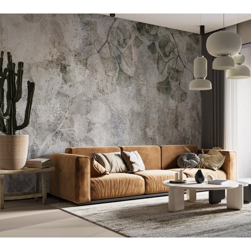 Murale botanique pelez et collez - Ginkgo jurassique, L 57 po x L 41 po