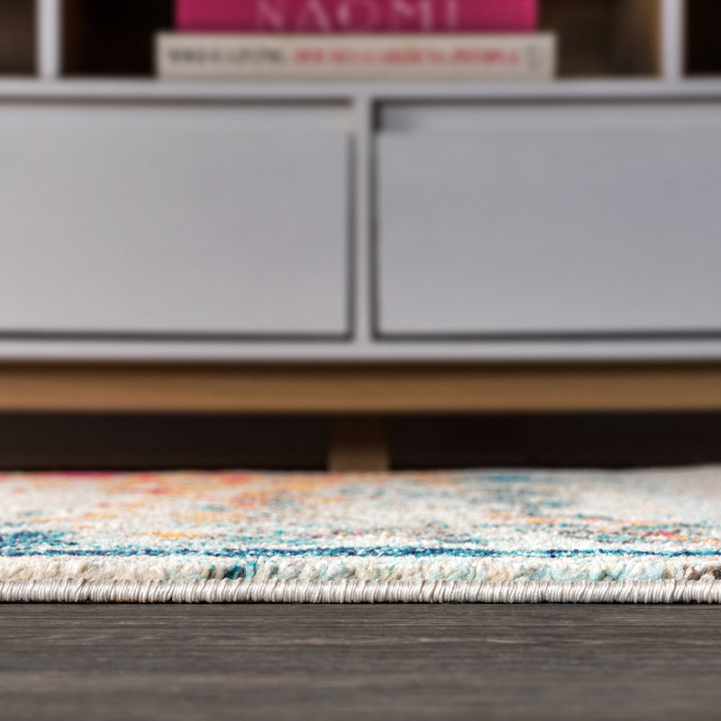 Tapis crème / bleu Lasley, Rectangulaire 3 pi x 5 pi