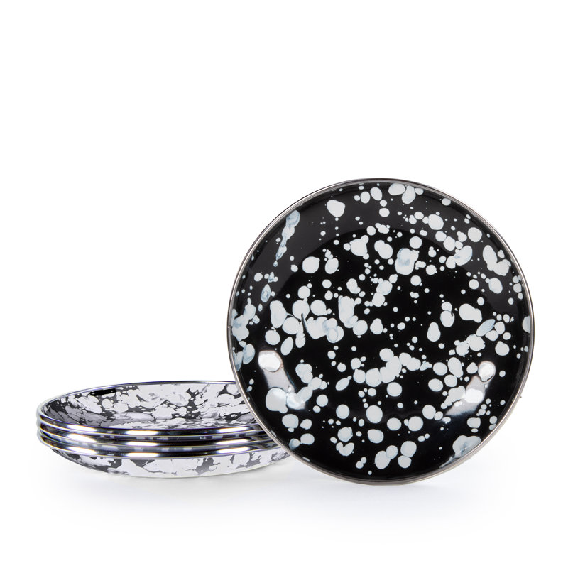 Set of 4 Black Swirl Appetizer Plates