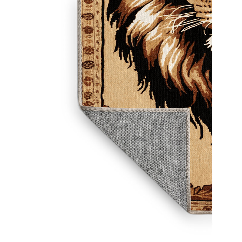 Tapis lavable avec gros chats lion barbare, Rectangle 5 pi x 7 pi