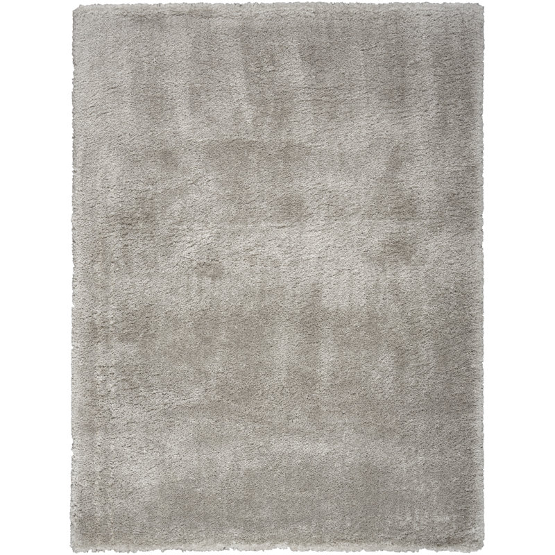 Tapis argenté à longs poils Patrice, Rectangle 5 pi 3 po x 7 pi 3 po