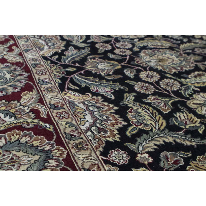 Tapis noir et rouge de haute qualité noué à la main, Rectangle 8'1" x 10'1"