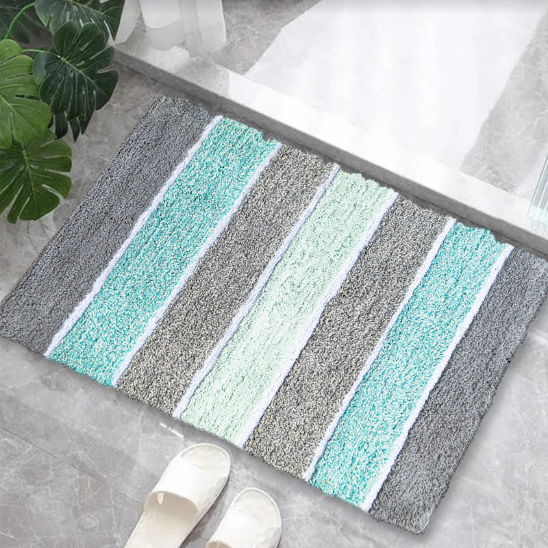 Tapis pour salle de bain Cervantez, Vert menthe / gris, L 21 po x L 34 po