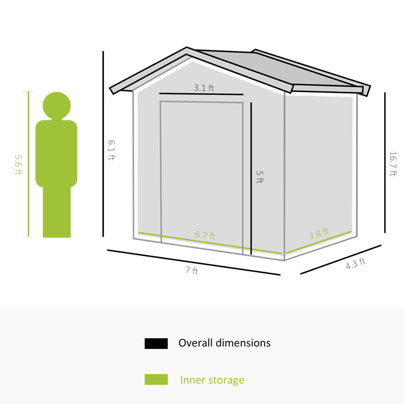 7' X 4' Yellow Outdoor Storage Shed, Galvanized Steel, 4 Ventilation Slots, 2 Sliding Doors, Spacious For Garage Use Steel Frame, Vents, Garden Tools, Lawn Care,