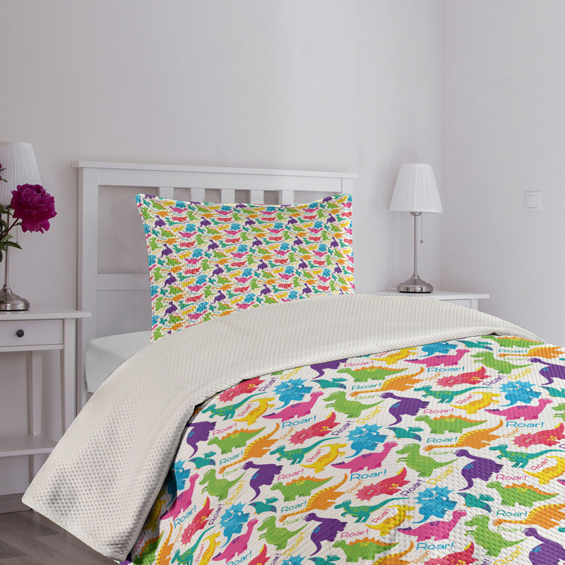 Jurassic Polyester Coverlet, Twin Bedspread + 1 Sham