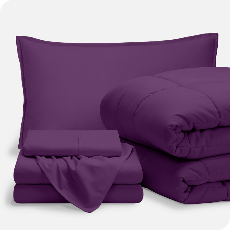 Modern & Contemporary Comforter, Plum/Plum, Twin Comforter + Pillowcases
